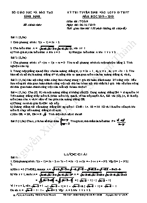 Đề thi tuyển sinh vào Lớp 10 THPT môn Toán - Năm học 2019-2020 - Sở giáo dục và đào tạo Bình Định (Có đáp án)